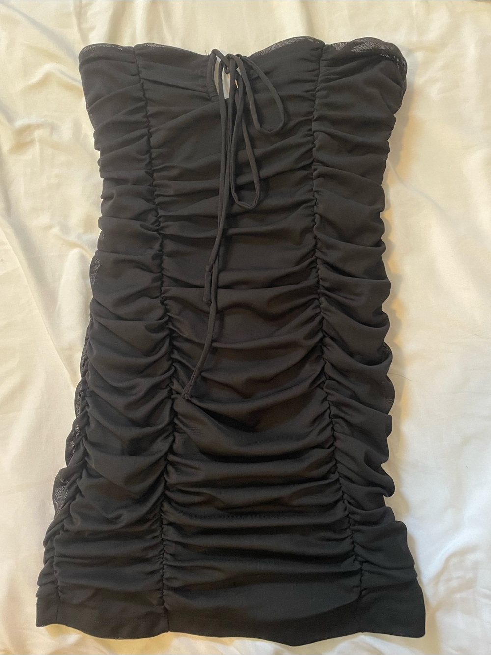 Dynamite Black Ruched Strapless Tie-Front Bodycon Dress